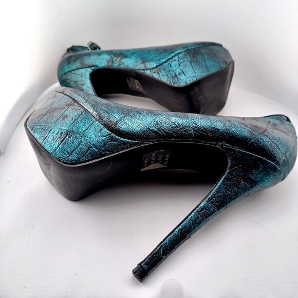 KAMI by Bakers 6 in heels Teal Forest Green Satin Sheen look - Picture 7 of 16